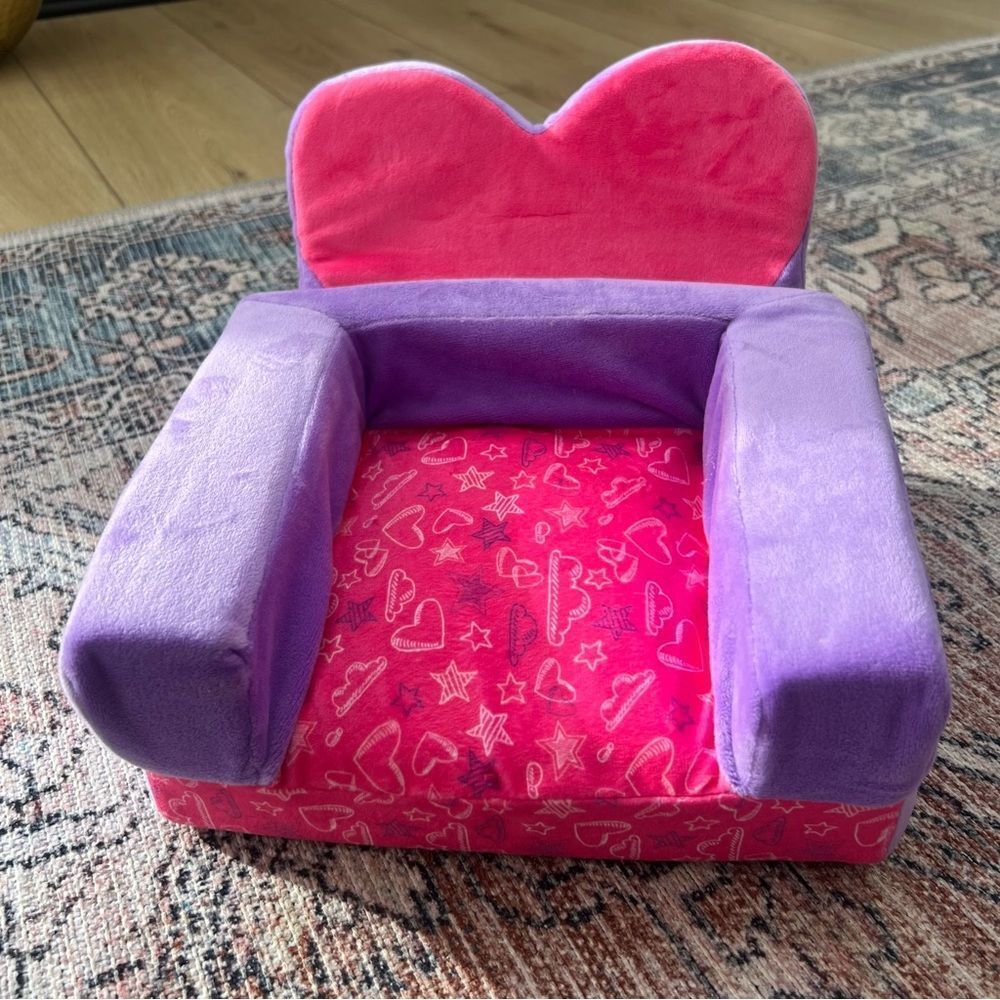 NWT Build-A-Bear Workshop Fold Out Bed Heart Chair Convertible Bed Pink Purple